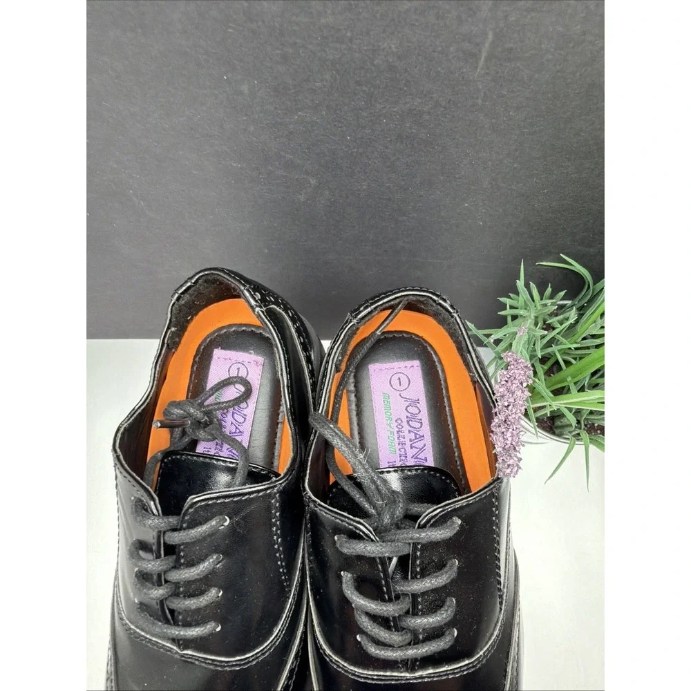 Jodano Oxford Shoes Boys US 7 Black Leather Memory Foam Formal Round Toe Lace Up